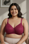 Zivame True Curv Lightly Lined Padded Non Wired Full Coverage Super Support Spacer Bra - Beet Red — thumbnail 3